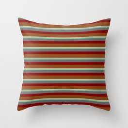 [ Thumbnail: Colorful Light Gray, Dark Sea Green, Dim Gray, Maroon & Brown Colored Lines Pattern Throw Pillow ]