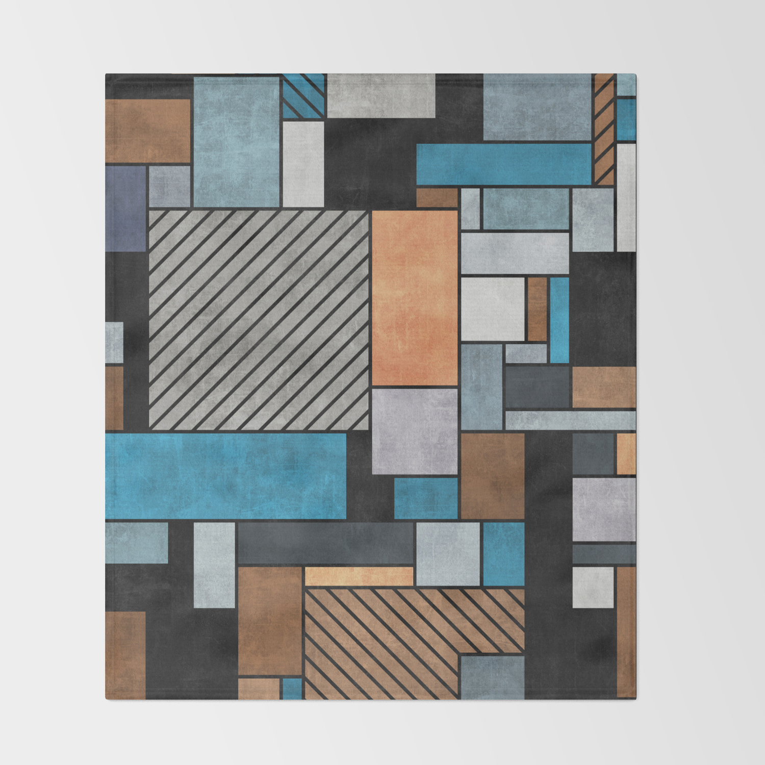 Random Concrete Pattern Blue Grey Brown Throw Blanket By
