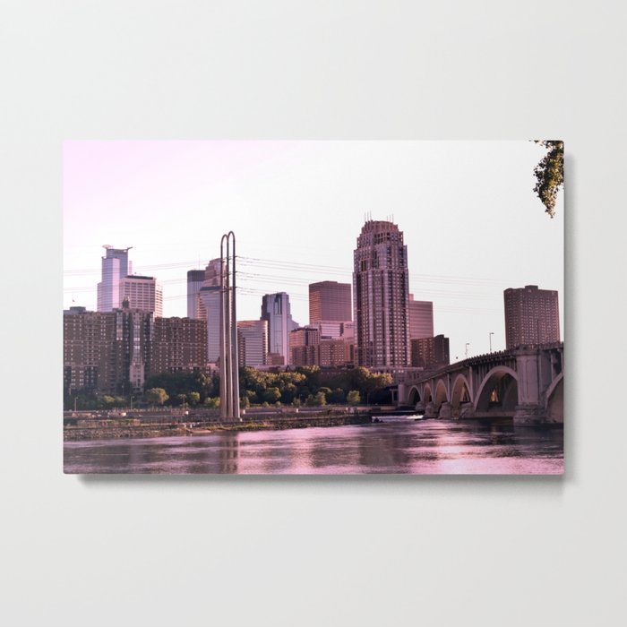 Minneapolis Minnesota Skyline at the Mississippi River Metal Print