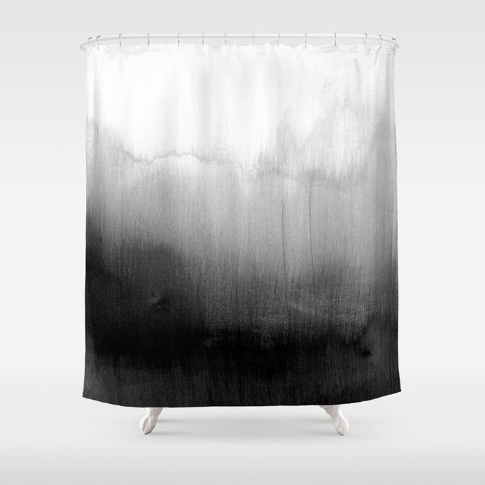 Modern Black and White Watercolor Gradient Shower Curtain