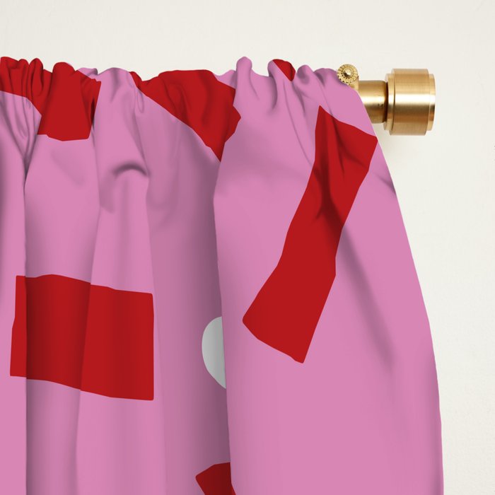Confetti Party Pink Red Stripes White Dots Blackout Curtain By