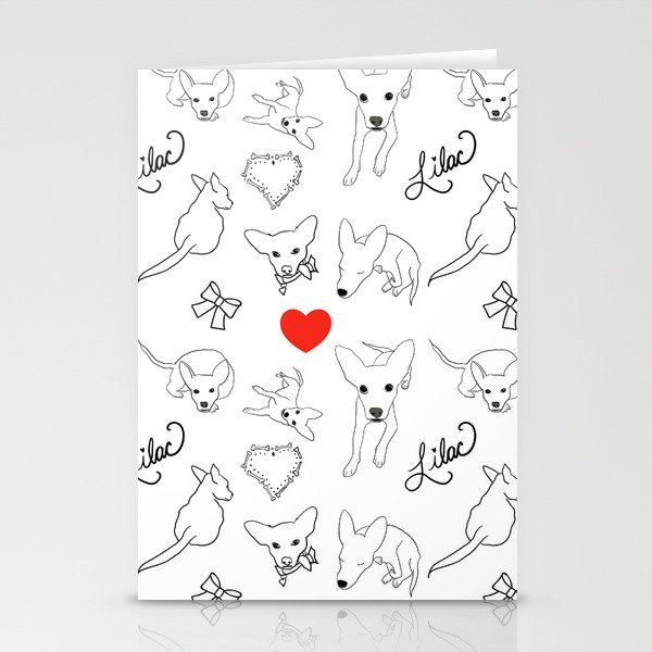 Lilac Center Heart Print Stationery Cards