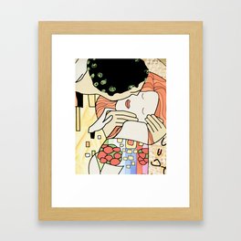 The Kiss (Klimt) caricature Framed Art Print