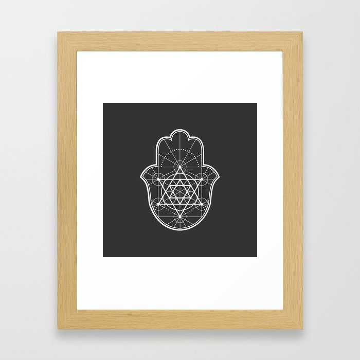 Sacred Geometry Hamsa Framed Art Print
