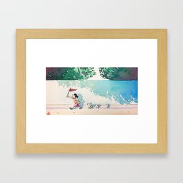 A girl and ducks Framed Art Print
