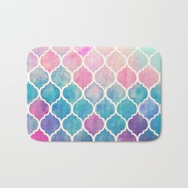 Rainbow Pastel Watercolor Moroccan Pattern Bath Mat | Texture, Painted, Watercolour, Painting, Plum, Blue, Textures, Magenta, Abstract, Ogees 