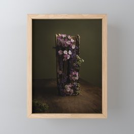 The witches bible, old book filled with flowers, dark rich colors, fine art photo print Framed Mini Art Print