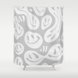 Cool Grey Melted Happiness Shower Curtain