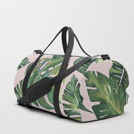 Jungle Leaves, Banana, Monstera Pink #society6 Duffle Bag