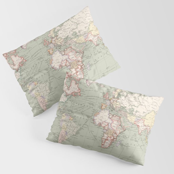 Vintage Map of The World (1915) Pillow Sham