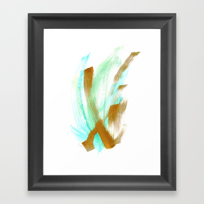 Trust Your Color No 12 Gold Green Abstract Modern Aquamarine White Framed Art Print