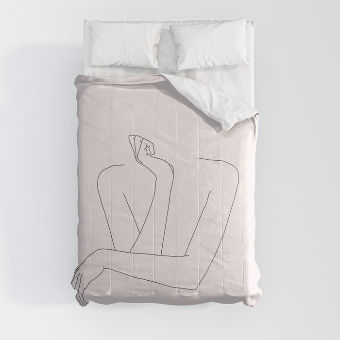 Woman's crossed arms line drawing - Anna Natural Comforter