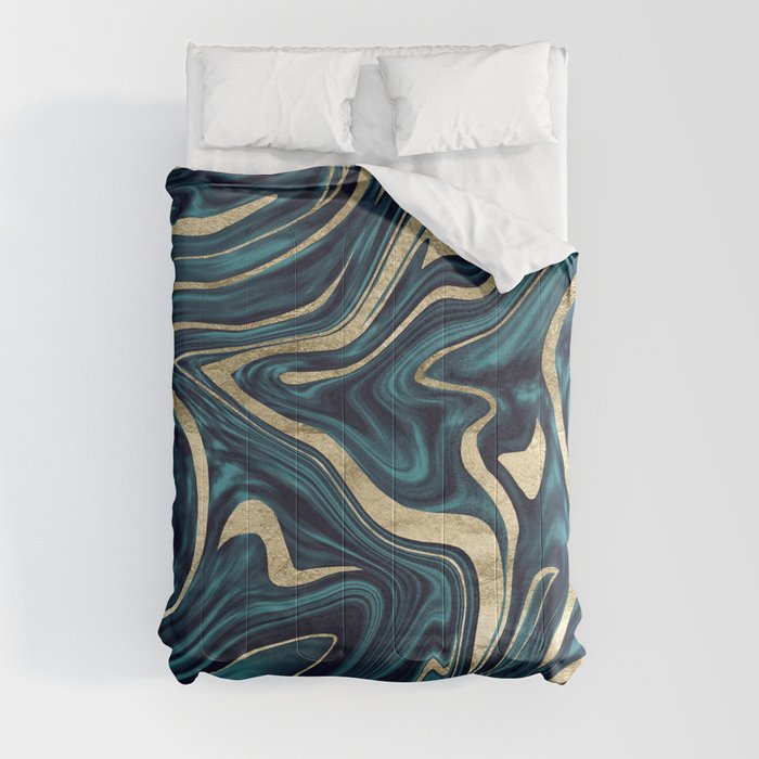 Teal Navy Blue Gold Marble #1 (Faux Foil) #decor #art #society6 ...