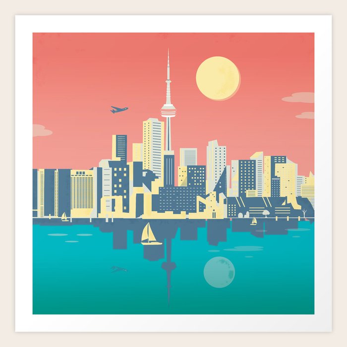 Toronto City Skyline Art Illustration Cindy Rose Studio Art