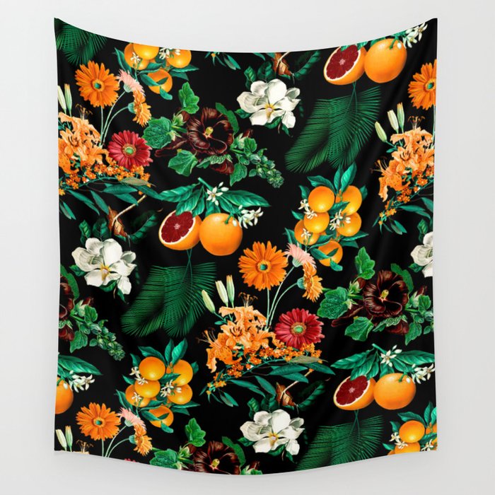 Fruit and Floral Pattern Wall Tapestry