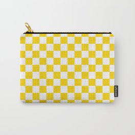 Small Checkered - White and Gold Yellow Carry-All Pouch