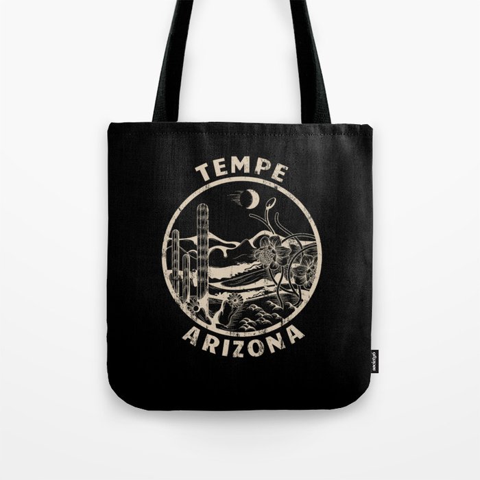 Tempe Arizona Linocut Distressed Desert Illustration Tote Bag