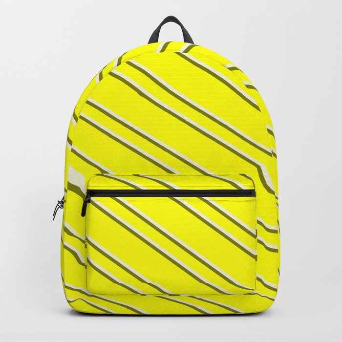 Yellow, Beige & Green Colored Pattern of Stripes Backpack
