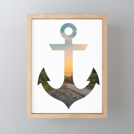 Sunset Anchor Framed Mini Art Print