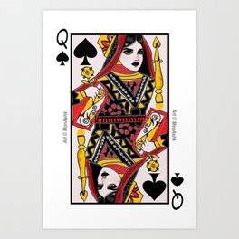 play with the Queen Art Print | Creative, Medevil, Digital, Spade, Queen, Design, Graphicdesign, Woman, Gothic, Card 