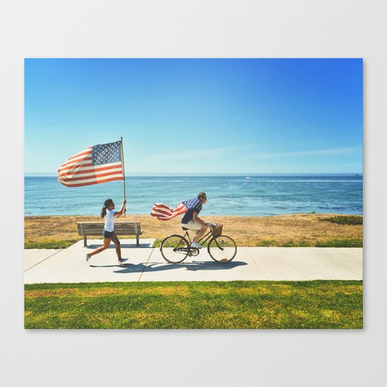 America flag bicycle Canvas Print