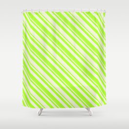 [ Thumbnail: Beige & Light Green Colored Lines Pattern Shower Curtain ]