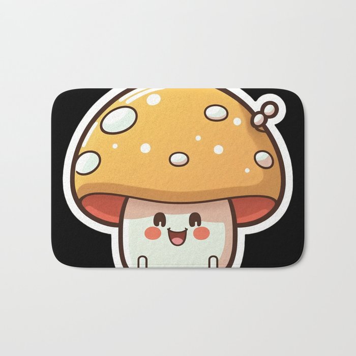 Kawaii Cute Mushroom Artwork Bath Mat