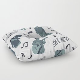 young guitarist musician with music notes Floor Pillow