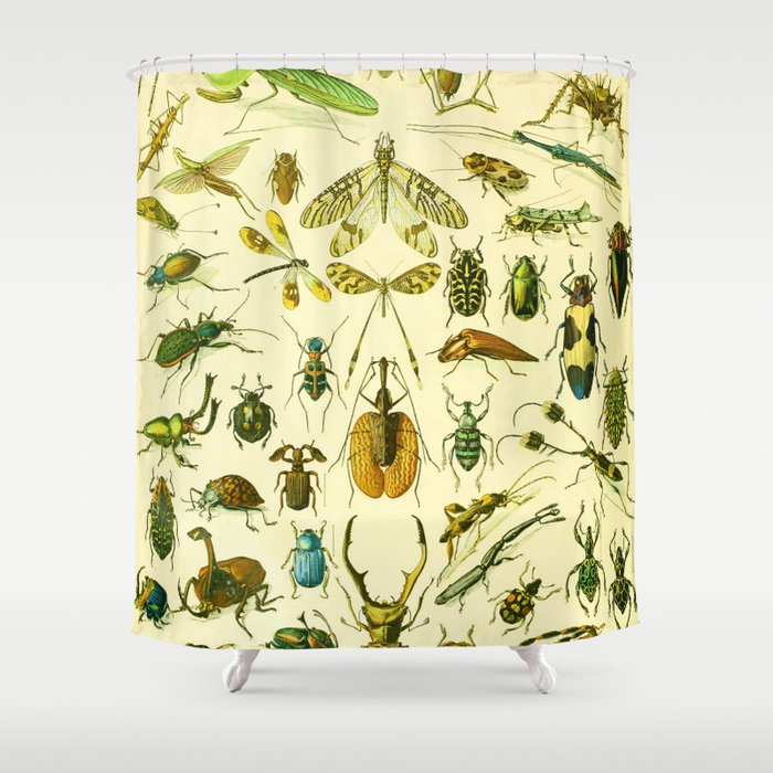 Adolphe Millot "Insectes" 2. Shower Curtain