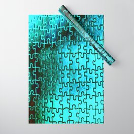 Blue puzzle design Wrapping Paper | Toy, Idea, Fit, Puzzle, Blue, Strategy, Piece, Concept, White, Missing 