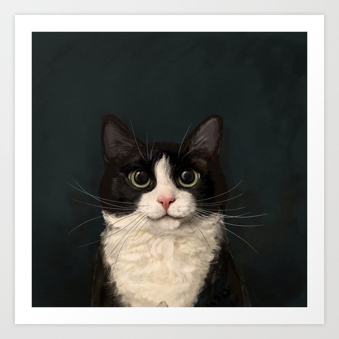 Tuxedo Cat Portrait Art Print