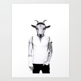 Hipster goat Art Print