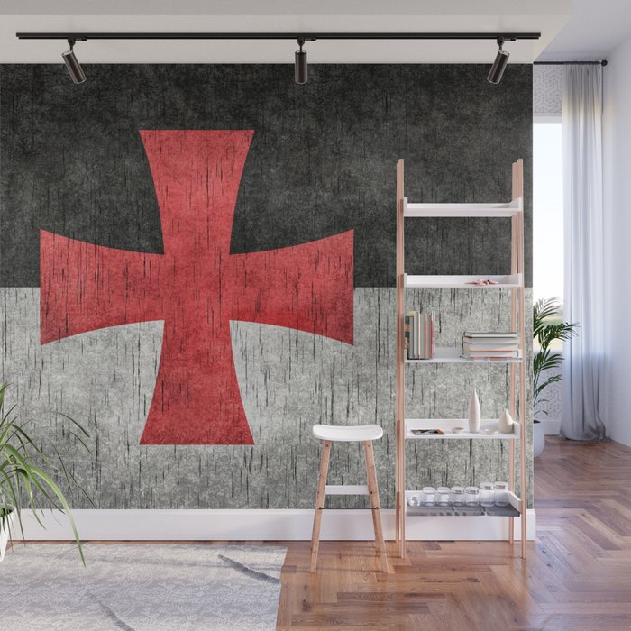 Knights Templar Flag in Super Grunge Wall Mural