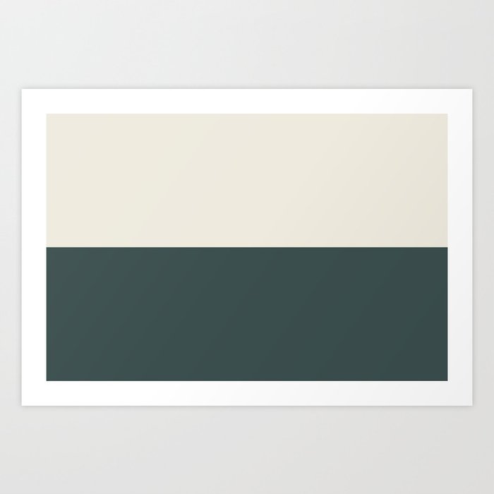 Green & Off White Blocks Inspired by PPG/Glidden Night Watch PPG1145-7 & Horseradish PPG1086-1 Art Print