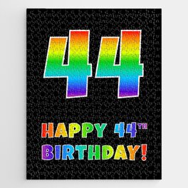 [ Thumbnail: HAPPY 44TH BIRTHDAY - Multicolored Rainbow Spectrum Gradient Jigsaw Puzzle ]