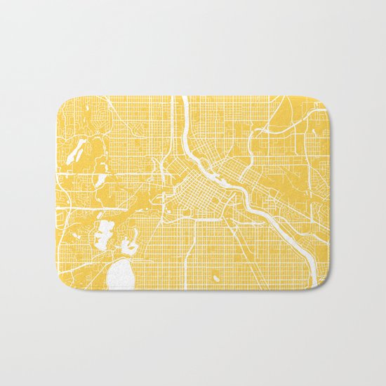 Minneapolis map yellow Bath Mat