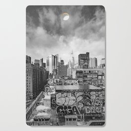 New York City Skyline Black and White Cutting Board
