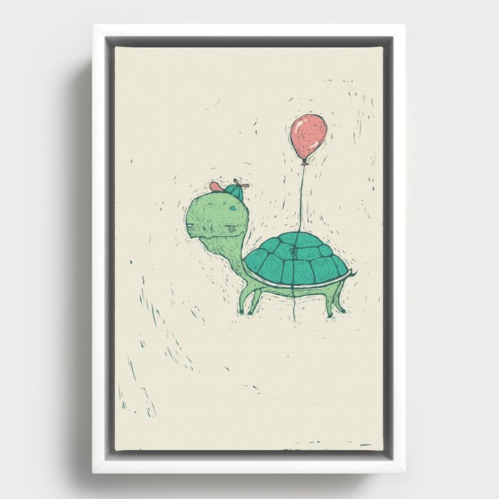 Flying Turtle Framed Canvas