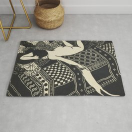 Woman With Cat Area & Throw Rug
