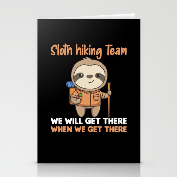 Sloth Hiking Team Fun Sloths Hiking Stationery Cards