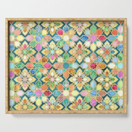 Gilded Moroccan Mosaic Tiles Serving Tray