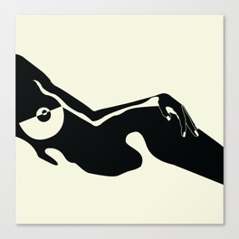 Nude Woman Bodyscape Lying Sideways in Black and Gray Canvas Print