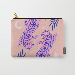 Pink Twin Tigers | Moon Star - Pink Tiger | Christmas Eve 2021, 2022 Year of Tiger Pattern Carry-All Pouch
