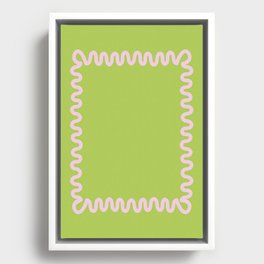 Waves Square Frame - Pink Green Framed Canvas