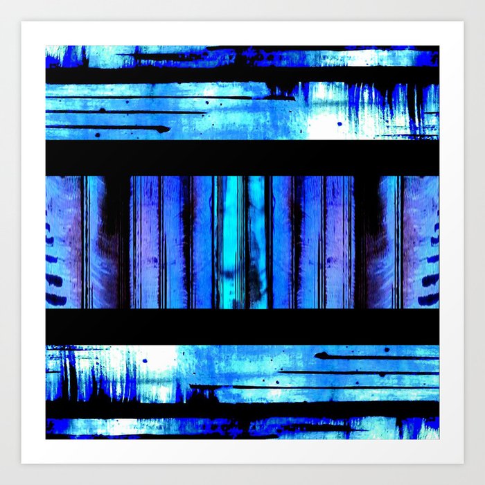Blue Friends (9) Art Print | Abstract, Mixed-media, Painting, Pattern