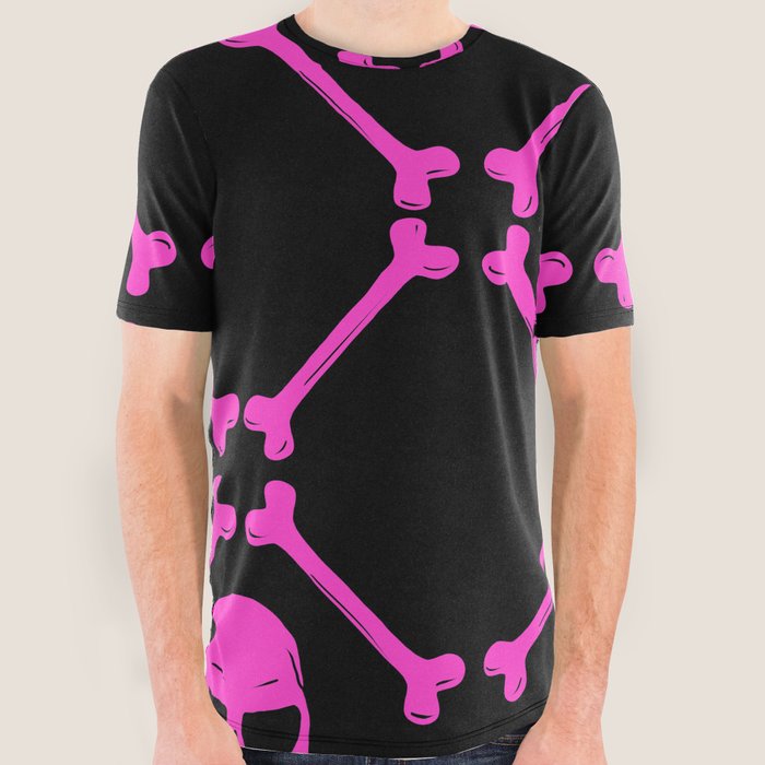 hot pink and black graphic tee