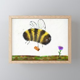 Bumble Bee & Honey Framed Mini Art Print