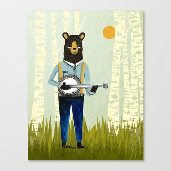 Bear's Bourree - Bear Playing Banjo Canvas Print