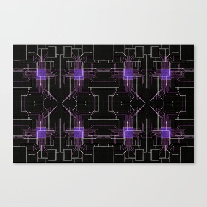 Circuit board purple repeat Canvas Print
