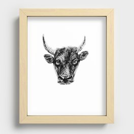 bull black and white  Recessed Framed Print
